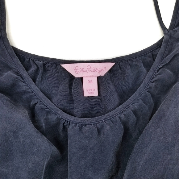 Lilly Pulitzer Blue Silk Cold Shoulder Dress XS - Picture 3 of 8